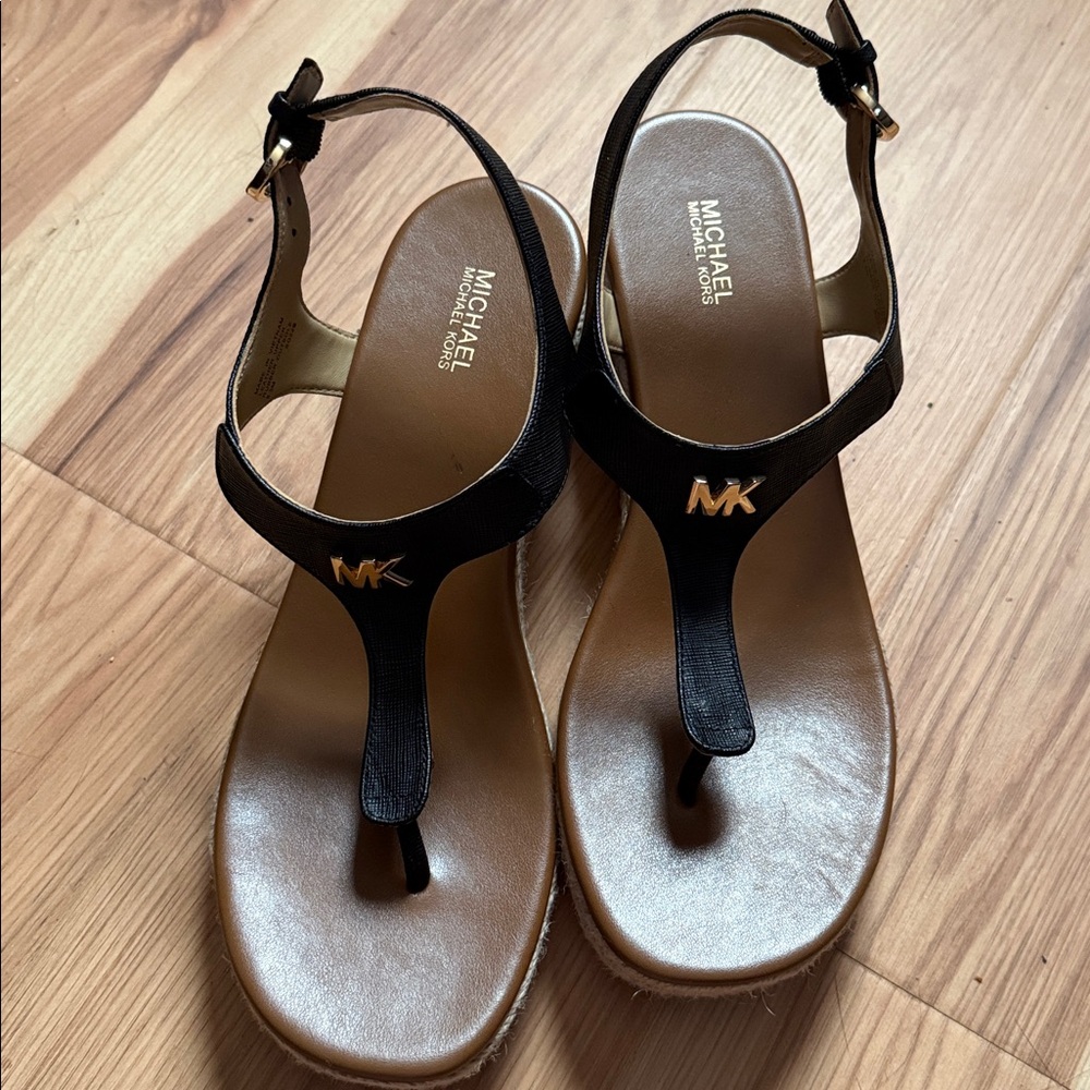 Michael Kors Black and Brown Sandals